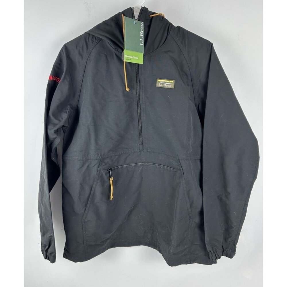 LL Bean Mountain Classic Anorak Jacket Mens S Black Hooded Coat WB Mason Logo - Picture 2 of 10